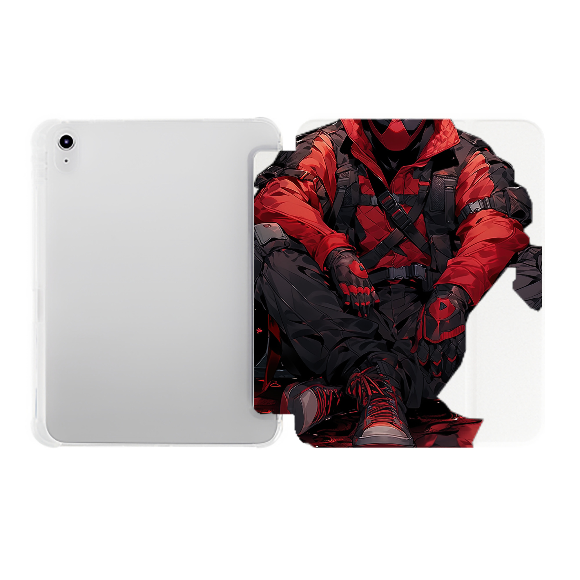 （画像用） Deadpool デッドプール IPad ケース ペン収納付き 三つ折りスタンド PUレザー×シリコン 対応機種9.5/10.5/10.9インチ